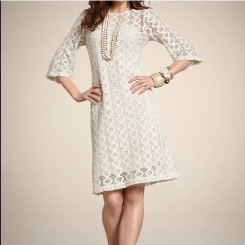 Chicos Jacke O’ 3/4 sleeve crochet “Camille” Feminine Palm Beach mini shift